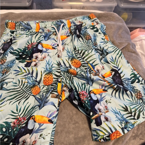 Tropical Toucan Print Swim Shorts - Picture 1 of 2